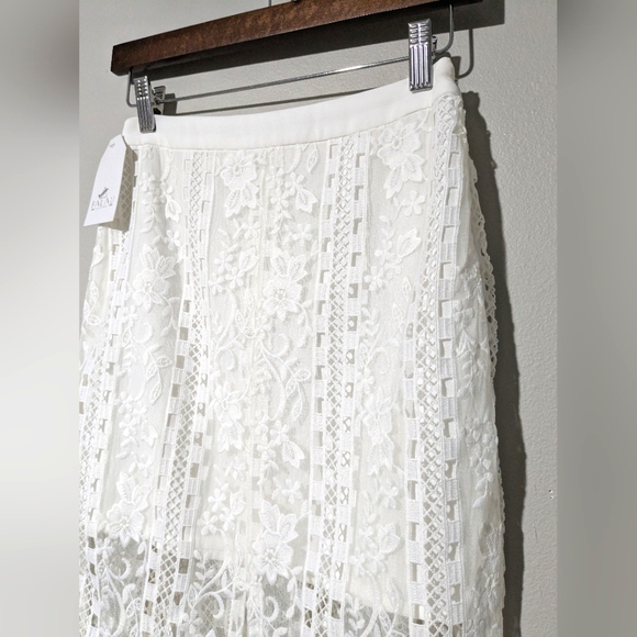 Palau By Brima Bora Falda Blanca Encaje White Layered Lace Skirt NWT S - Picture 4 of 12